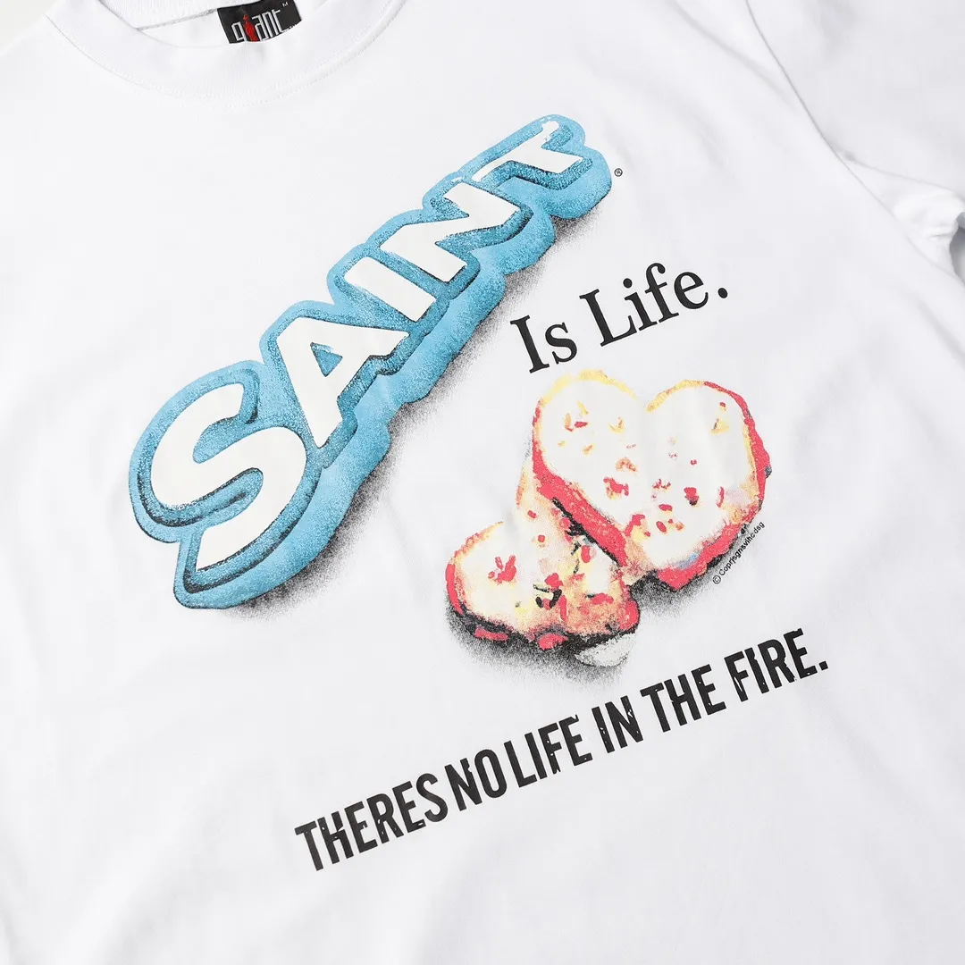 Saint Michael series craft drawing round neck short sleeves Style number: D3181P110 Color: White Size: S M L XL